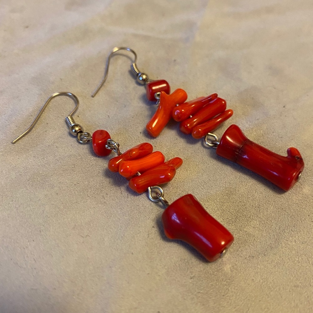 Coral drop earrings